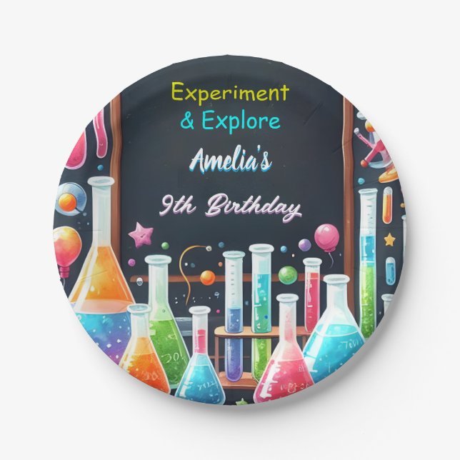 Assiettes En Carton Par Fun Lab Kids Geek Nerd Mad Science 9e annivers (Devant)