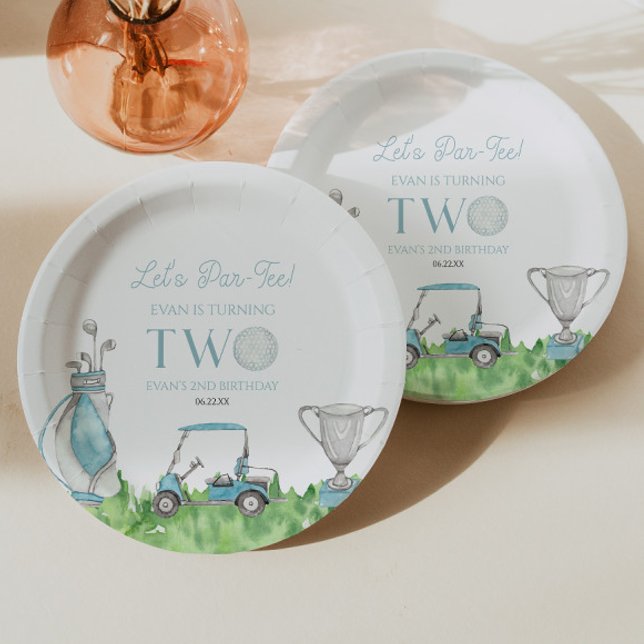 Assiettes En Carton Par-Tee Blue Golf 2e fête d'anniversaire (Créateur téléchargé)