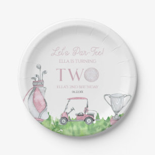 Assiettes En Carton Par-Tee Pink Golf 2e fête d'anniversaire