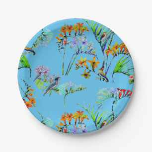 Assiettes En Carton Paradis tropical bleu