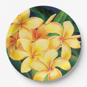 Assiettes En Carton Paradis tropical Plumeria Hawaiian