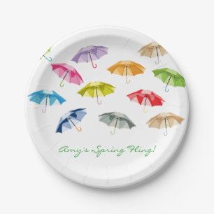Assiettes En Carton Parapluies printanières