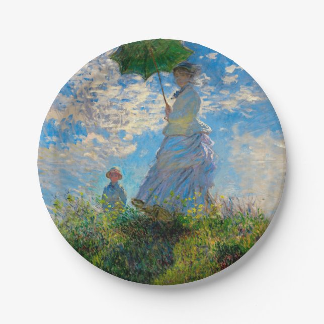 Assiettes En Carton Parasol Monet Femme Impressionnisme (Devant)