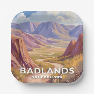Assiettes En Carton Parc national de Badlands Dakota du Sud Voyage Art