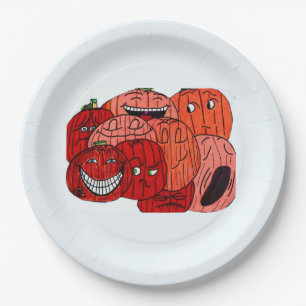 ASSIETTES EN CARTON PARCELLE DE CITROUILLES D'HALLOWEEN