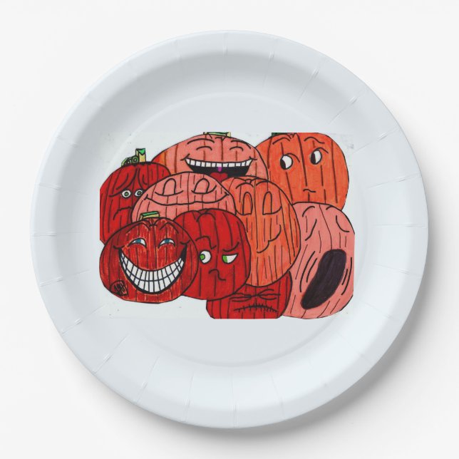 ASSIETTES EN CARTON PARCELLE DE CITROUILLES D'HALLOWEEN (Devant)