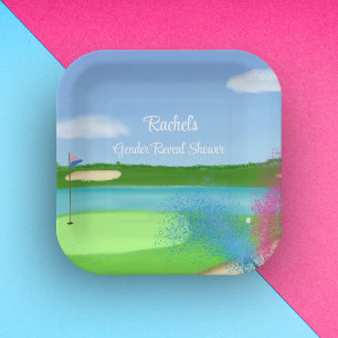 Assiettes En Carton Parcours de golf Bunker Genre Revele Baby shower