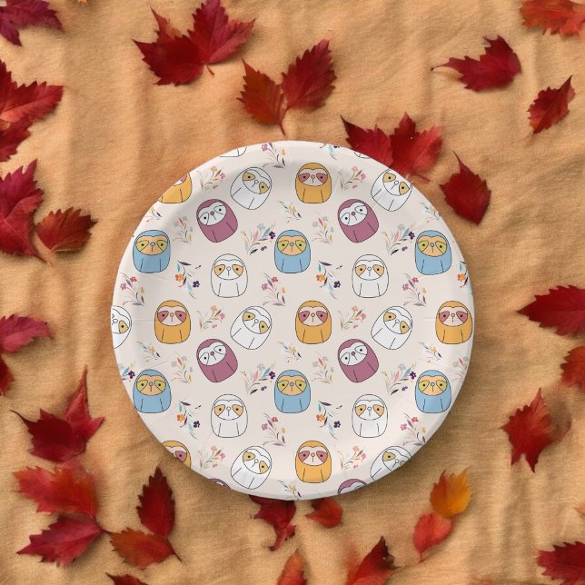 Assiettes En Carton Paresseux de dessin animé Multcolor Sleepy (sloth mammal cartoon,birthday,wedding,baby shower,special occasion event paper plate party supplies)