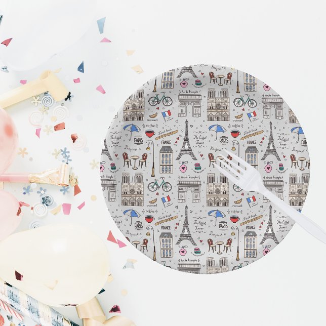 Assiettes En Carton Paris Doodles (Créateur téléchargé)