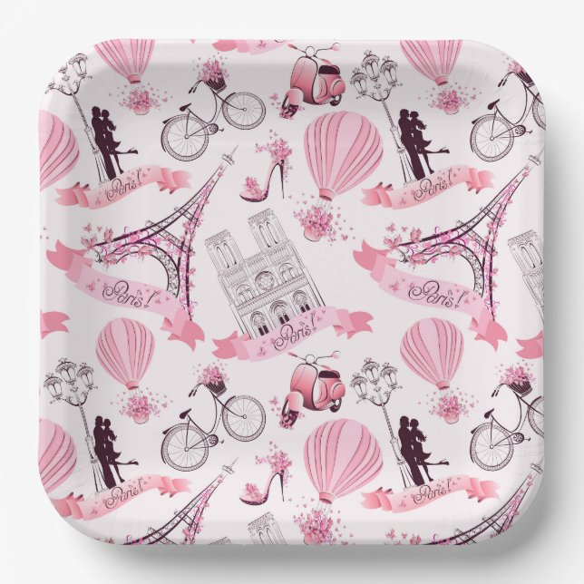 Assiettes En Carton Paris Floral (Recto)