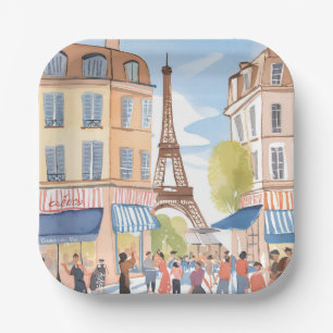 Assiettes En Carton Paris France Tour Eiffel Aquarelle Voyage