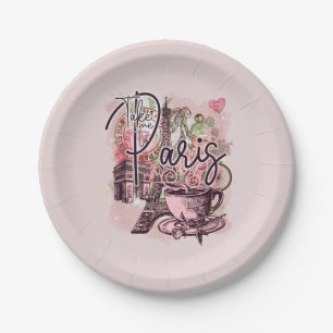 ASSIETTES EN CARTON PARIS VINTAGE FRANCE NOSTALGIC ICONS PARTI THÉMAT
