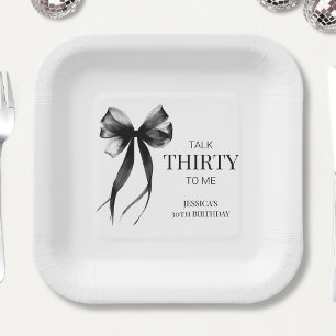 Assiettes En Carton Parlez trente à moi Black Chic 30e fête d'annivers