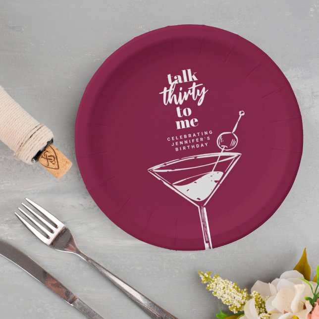 Assiettes En Carton Parlez Trente pour moi 30e anniversaire Cocktail P (Créateur téléchargé)