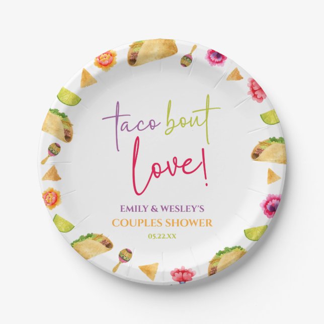 Assiettes En Carton Parlons d'amour de tacos ! Fête de mariage pour co (Devant)