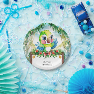 Assiettes En Carton Parrot forestier coloré Anniversaire