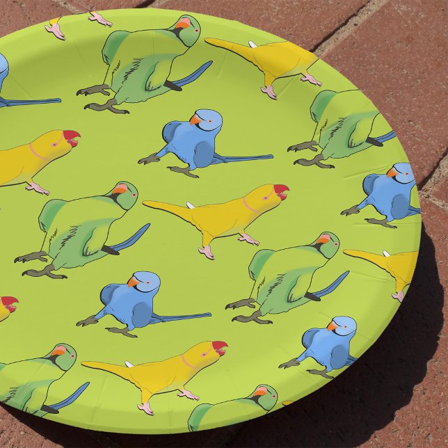 Assiettes En Carton Parrot mignon Motif indien Ringneck Parakeet Green (Indian Ringneck Pet Parrots)