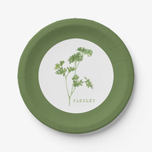Assiettes En Carton PARSLEY FRAIS - Plaques de papier rond de 7 po - V