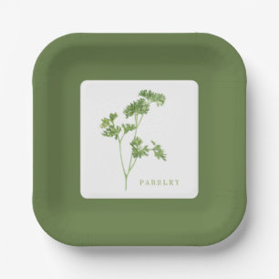 Assiettes En Carton PARSLEY FRAIS - Plaques papier Carré de 7 po - Ver