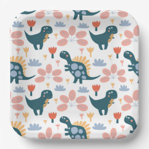 Assiettes En Carton Parti Anniversaire de enfant de Cute Dinosaur