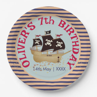 Assiettes En Carton Parti Anniversaire de enfant de navire pirate
