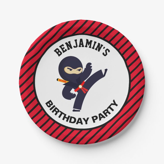 Assiettes En Carton Parti Anniversaire de enfant guerrier de Cute Ninj (Devant)