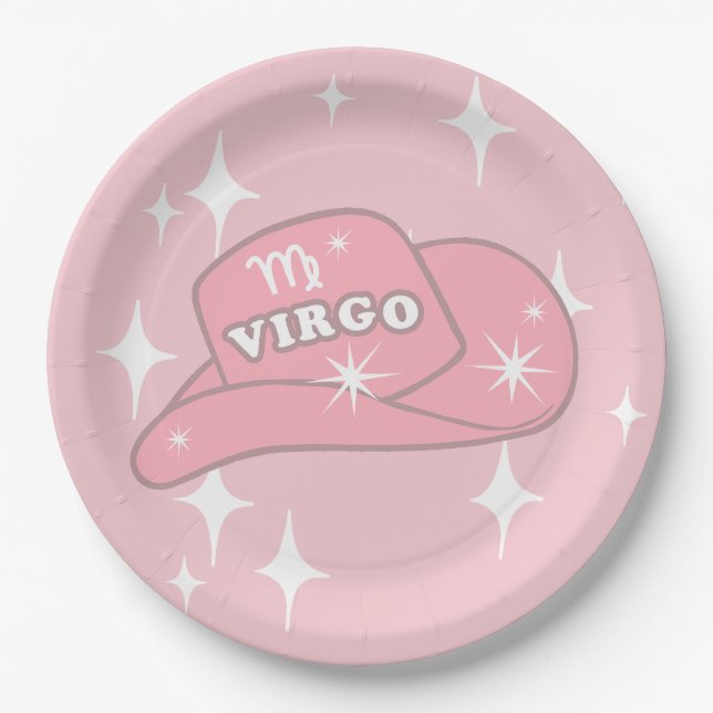 Assiettes En Carton Parti Casquette Virgo Zodiac rose (Devant)