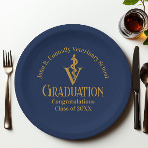 Assiettes En Carton Parti de graduation de l'école vétérinaire Blue Go