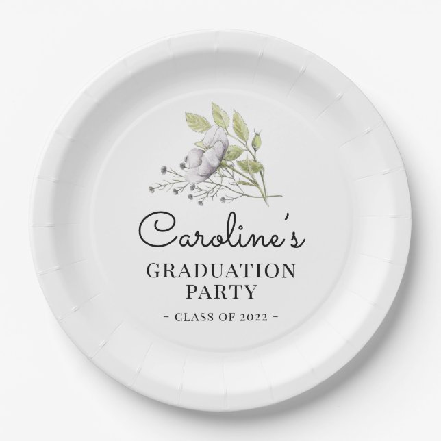 Assiettes En Carton Parti de la graduation Fleur sauvage 2022 (Devant)
