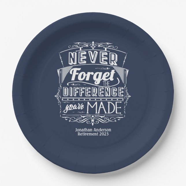 Assiettes En Carton Parti de la retraite n'oublie jamais (Devant)