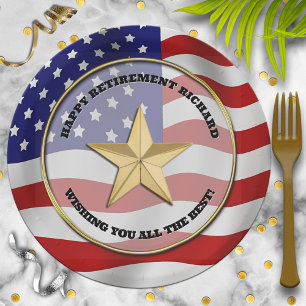 Assiettes En Carton Parti de retraite militaire Gold Star