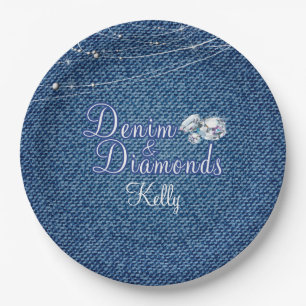 Assiettes En Carton Parti Denim et Diamonds