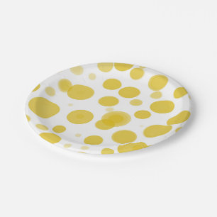 Assiettes En Carton Parti des Bulles Polka Jaunes et Blanches