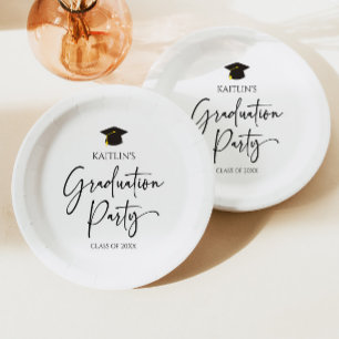 Assiettes En Carton Parti minimaliste moderne élégante Graduation