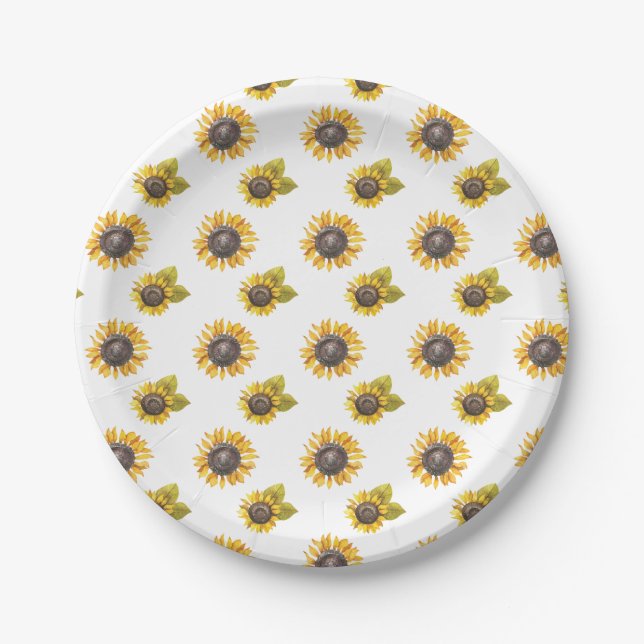 Assiettes En Carton Parti Motif tournesol (Devant)