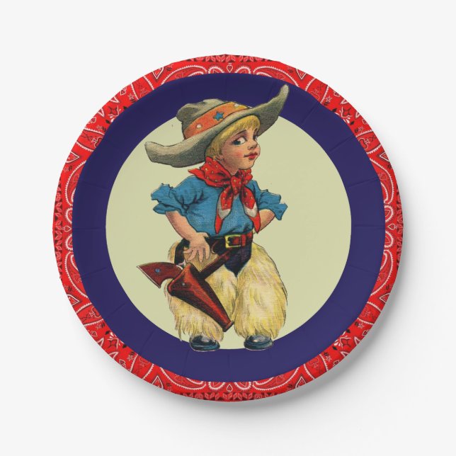 Assiettes En Carton Parti Ouest Petit Cowboy Wooley Chaps Bandana (Devant)
