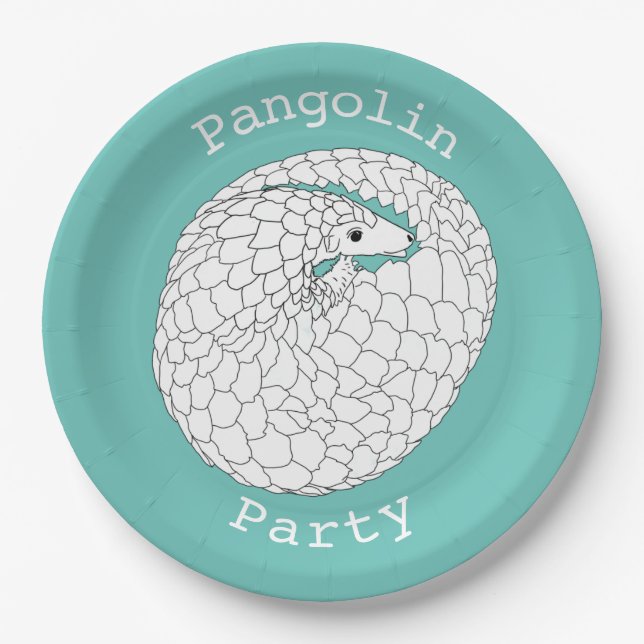 Assiettes En Carton Parti Pangolin En danger Activisme Animal Vert (Devant)