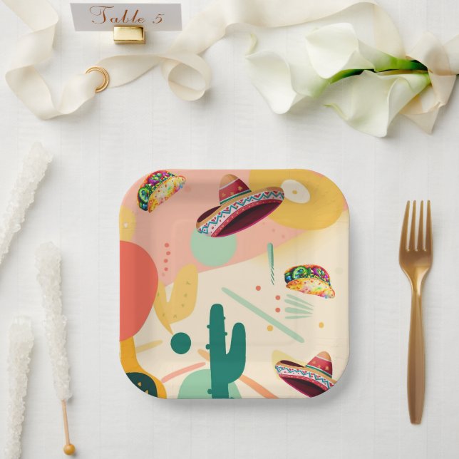 Assiettes En Carton Parti Tacos et Sombreros (Mariage)
