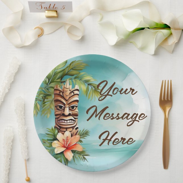 Assiettes En Carton Parti Tropical Tiki (Mariage)