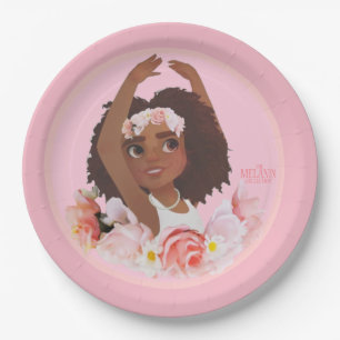 Assiettes En Carton Partie avec la fille d'Afro-américain de ballerin