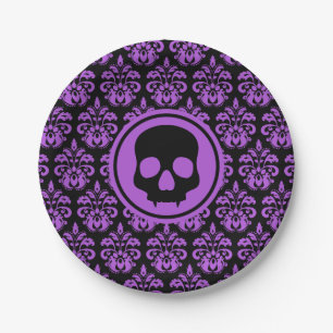 Assiettes En Carton Partie chic de crâne gothique de Halloween