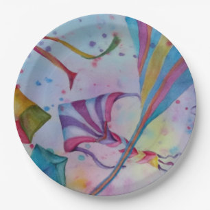 ASSIETTES EN CARTON PARTIE COLORÉE DE CERFS-VOLANTS DE VOL D'AMUSEMEN