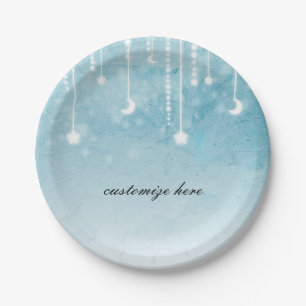 Assiettes En Carton Partie de baby shower céleste de lune et d'étoiles