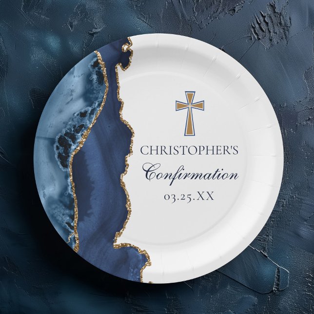 Assiettes En Carton Partie de confirmation personnalisée de la Croix d (Créateur téléchargé)