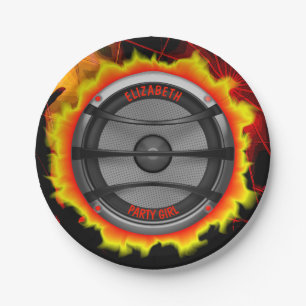 Assiettes En Carton Partie de danse bruyante colorée d'orateur de