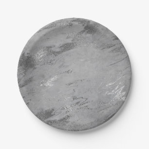 Assiettes En Carton Partie grise abstraite VIP de marbre d'argent de