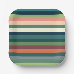 Assiettes En Carton Partie Motif des bandes de couleur