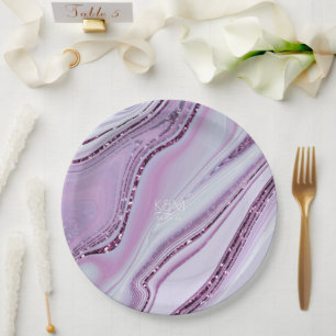 Assiettes En Carton Parties scintillant Abstraite Strata Mariage Lilac