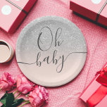 Assiettes En Carton Parties scintillant argent moderne rose vif Oh Bab<br><div class="desc">Moderne chic gris argent parties scintillant rose vif Oh Baby shower</div>