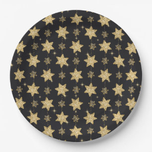 Assiettes En Carton Parties scintillant Black Glam Stars